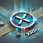 XRP Ledgerのネットワーク障害を象徴するバナー画像。ブロックチェーンのグリッチ効果とXRPロゴが特徴的なデザイン。