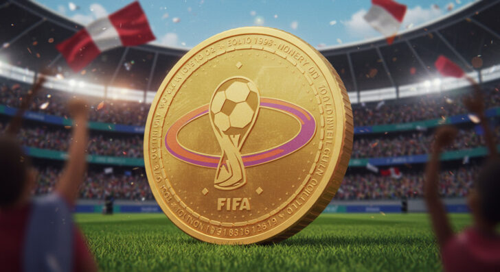 FIFAコインの発表と市場の反応を示す画像。FIFAが仮想通貨市場に参入し、サッカーファンとのエンゲージメントを強化する計画。