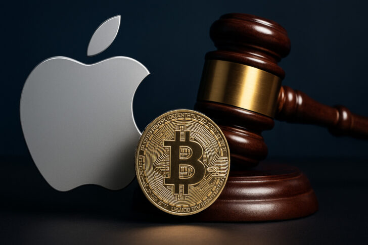 米裁判所の判決を受けて仮想通貨決済が可能となるAppleのiOSアプリに関連するビジュアル