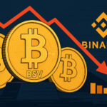 バイナンスとビットコインSVを象徴する3枚の金色トークンが裁判の緊張感を表現するイラスト