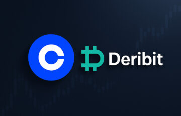 CoinbaseとDeribitのロゴが並ぶスタイリッシュなビジュアル