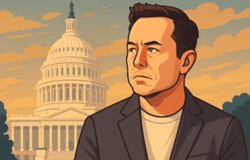 イーロン・マスク氏のDOGE離脱とトランプ政権との関係変化を象徴するイラスト