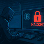 暗い部屋でノートパソコンを操作するハッカーのイラスト。LockBitの内部情報流出を示唆する構図。