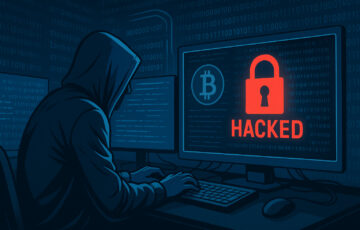 暗い部屋でノートパソコンを操作するハッカーのイラスト。LockBitの内部情報流出を示唆する構図。