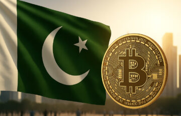 パキスタン国旗とビットコインを組み合わせた象徴的な構図。国家戦略としての仮想通貨導入を表現。