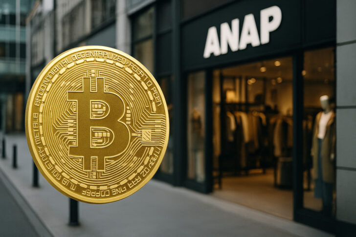 ANAP店舗前に浮かぶビットコインのイメージ写真