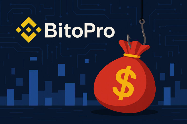 デジタルなグラフィックの中に、流出する仮想通貨資産を象徴する矢印とBitoPro取引所のモチーフが描かれた抽象的なイラスト