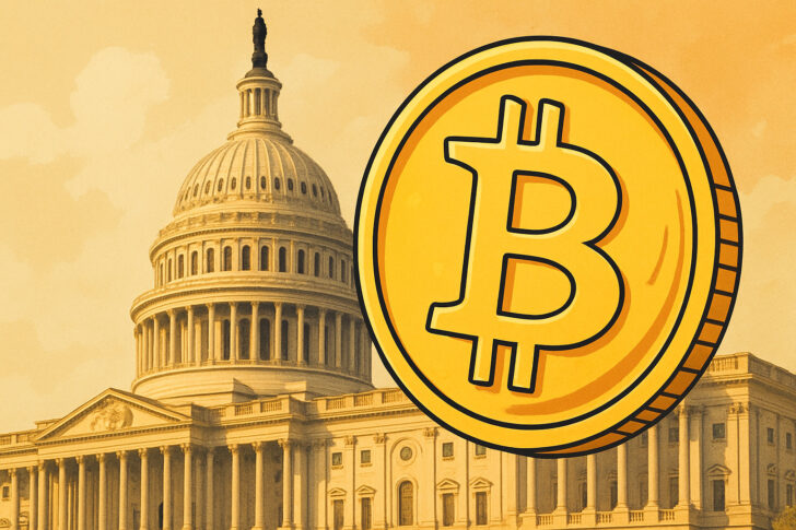 GENIUS法案を象徴するステーブルコインとアメリカ国会議事堂のイラスト