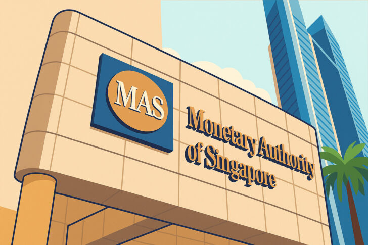 シンガポール金融管理局（MAS）の建物とロゴの外観
