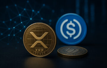USDCとXRPのコインを象徴するリアルなアイキャッチ画像