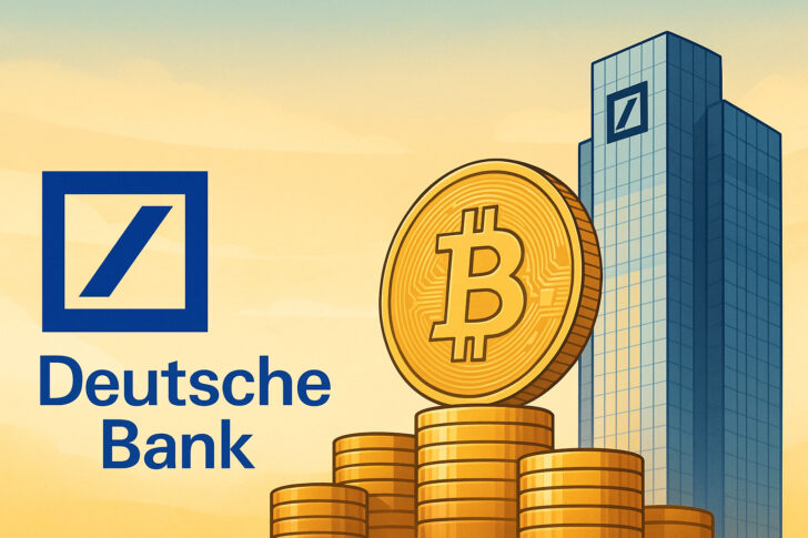 仮想通貨の保管サービス開始を計画するドイツ銀行とビットコインのイラスト