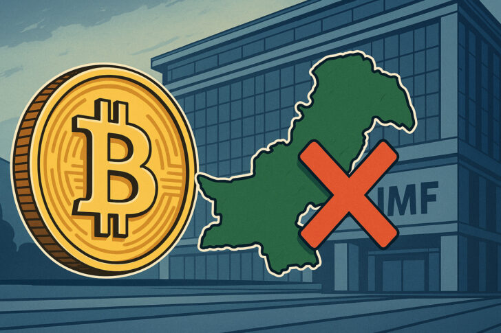 パキスタン政府のビットコインマイニング政策とIMFの対立を象徴するイメージ