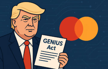 GENIUS法案署名とマスターカードのステーブルコイン戦略を象徴するイラスト