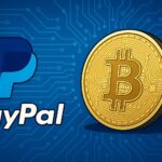 PayPalのロゴと複数の仮想通貨コインが描かれたデジタルイラスト