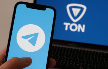 テレグラムアプリ上で表示されるTONウォレットのスマートフォン画面と仮想通貨取引のイメージ