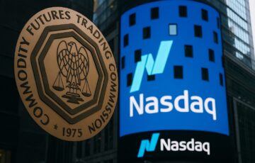 米商品先物取引委員会（CFTC）のロゴとナスダックの看板が並ぶイメージ