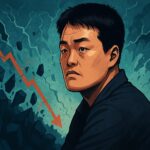 ド・クォン氏が逮捕後に有罪を認めたニュースを象徴する、ややリアルテイストのデジタルイラスト