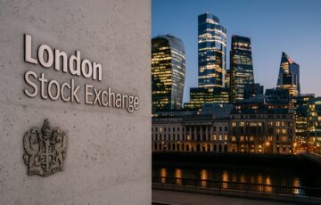 ロンドン証券取引所の外観を象徴的に捉えた写真。ビットパンダのIPO断念をイメージ。