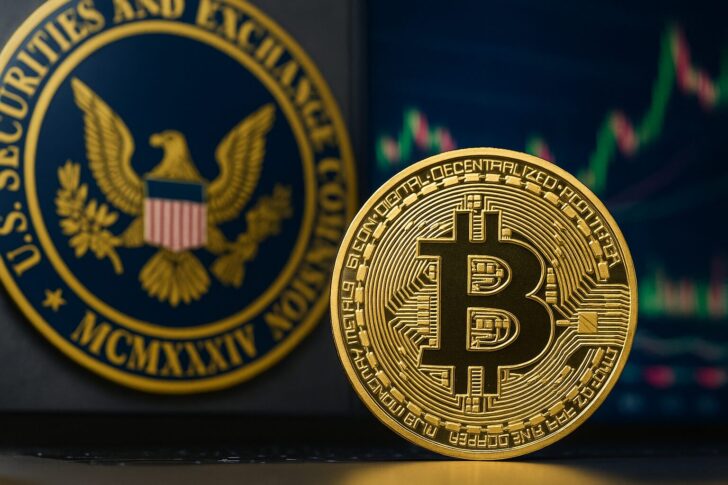 米国証券取引委員会（SEC）が発表したブロックチェーン規制プロジェクトを象徴するデジタル金融のビジュアル