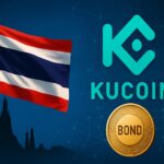 タイ国旗とブロックチェーンを背景に、トークン化国債を象徴するイメージ