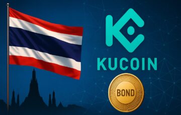 タイ国旗とブロックチェーンを背景に、トークン化国債を象徴するイメージ