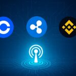 Coinbase、Ripple、Binanceが参加するTRM LabsのBeacon Networkを象徴する抽象的なビジュアル