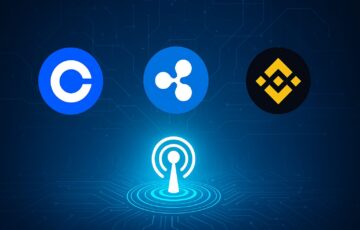 Coinbase、Ripple、Binanceが参加するTRM LabsのBeacon Networkを象徴する抽象的なビジュアル