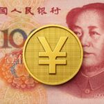 中国が人民元建てステーブルコインを承認する可能性を示すイメージ、人民元とデジタル通貨を象徴する構図