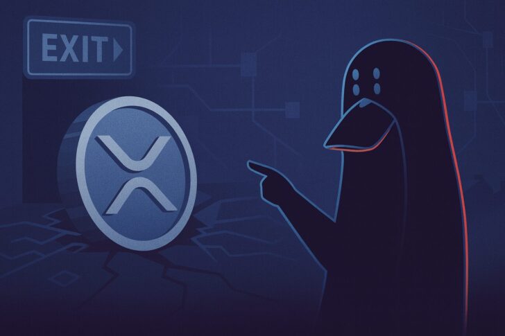 ZachXBTを象徴するペンギン風シルエットとXRPロゴが組み合わさったデジタルイラスト