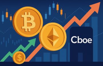 ビットコインとイーサリアムの連続先物取引を象徴する抽象的なイラスト