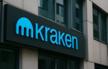 クラーケンが2026年のIPOに向けて5億ドルを調達したことを象徴するイメージ。金融街のビル外観と企業の成長を示す雰囲気を表現。