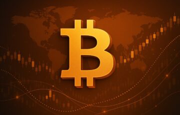 ソラベンチャーズの10億ドル規模ビットコイントレジャリーファンドを象徴する抽象的なデジタルイラスト。巨大な金色のビットコインと未来的な都市の風景が表現されている。