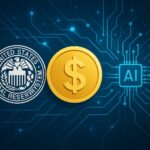 米FRBの決済イノベーション会議を象徴する、ステーブルコインとAIを描いた抽象的なイメージ