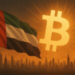 UAEが仮想通貨犯罪対策を強化する様子を象徴する抽象的なイメージ