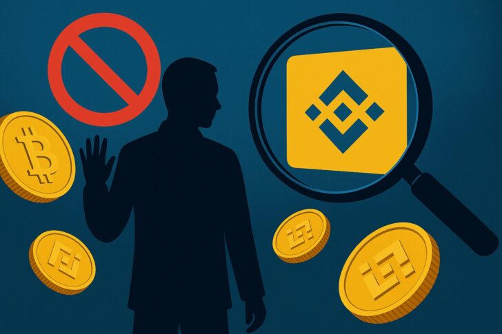バイナンスが不正取引対策とマネーロンダリング防止（AML）強化を進める様子を象徴するデジタルイラスト