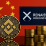 中国ルネッサンスがBNBを運用するために設立を計画するデジタル資産会社を象徴する画像。BNBコインと中国国旗、ルネッサンスのロゴが描かれている。