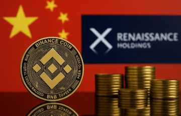 中国ルネッサンスがBNBを運用するために設立を計画するデジタル資産会社を象徴する画像。BNBコインと中国国旗、ルネッサンスのロゴが描かれている。