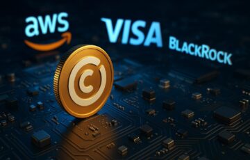 CircleがArcブロックチェーンのテストネットを立ち上げ、VisaやBlackRockなど世界大手企業が参加する様子を象徴する近未来的なネットワークイメージ