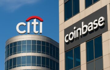 シティグループとコインベースの提携を象徴するビジュアル。デジタル決済ネットワークと金融インフラの融合を表現した画像。