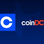 コインベースとCoinDCXのロゴが並ぶデジタルアート。インド市場への投資と暗号資産取引所パートナーシップを象徴。
