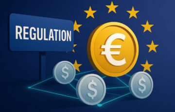 欧州連合と欧州中央銀行によるステーブルコイン規制を象徴する抽象的なイメージイラスト