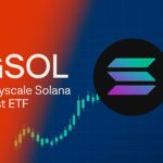 グレイスケールのソラナETF「GSOL」がNYSE Arcaで取引開始されたことを象徴するイラスト。ブロックチェーンと金融市場の融合を表現。