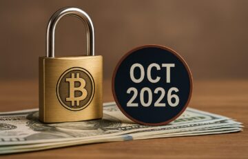ビットコインの南京錠と「OCT 2026」のプレートが並ぶ、マウントゴックス返済延期を象徴するイメージ