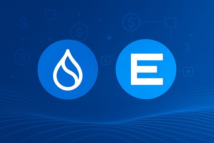 SUIとEthenaによる新しいステーブルコイン立ち上げを象徴するデジタルイメージ