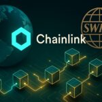 Swiftが発表した新しいブロックチェーン台帳を象徴するデジタル金融ネットワークのイメージ