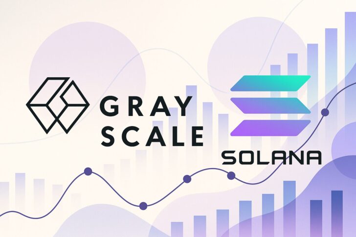 グレイスケールがソラナETFで手数料免除を発表したことを示すイメージイラスト