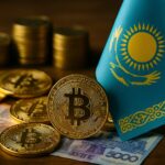 カザフスタンが押収資産とマイニング収益を活用して国家暗号資産準備基金を設立することを示す象徴的なイメージ