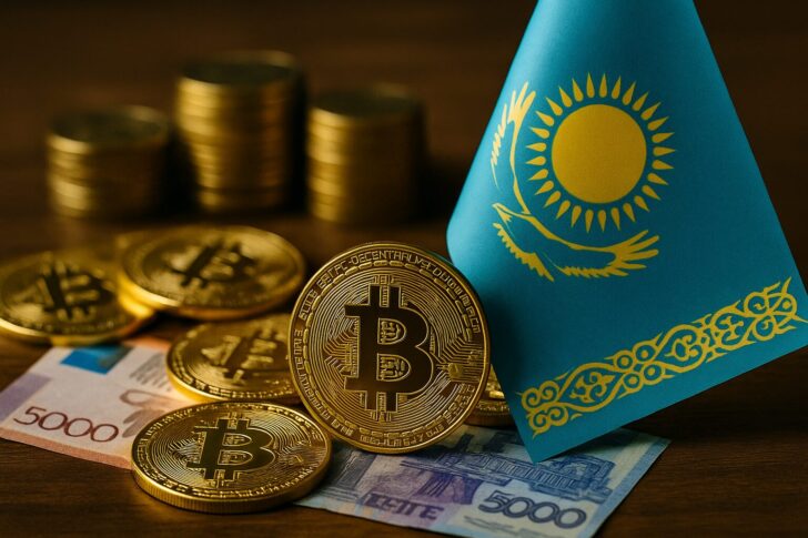 カザフスタンが押収資産とマイニング収益を活用して国家暗号資産準備基金を設立することを示す象徴的なイメージ