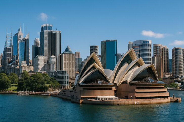 シドニー中心部の高層ビル群を映した風景。KuCoinのオーストラリア進出と新本社開設を象徴するイメージ。