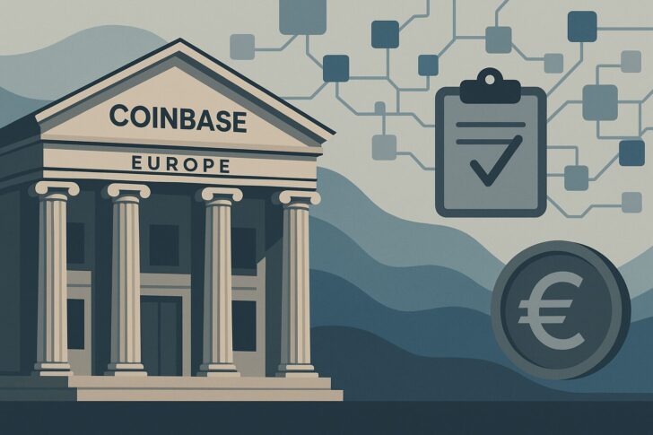 コインベース・ヨーロッパの取引監視不備に関する罰金と規制強化を示すイラスト